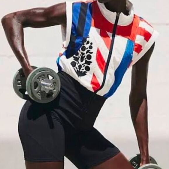 🆕Free People Movement Patriotic Race To The Top One Piece Romper SZ L NWOT - Picture 1 of 11